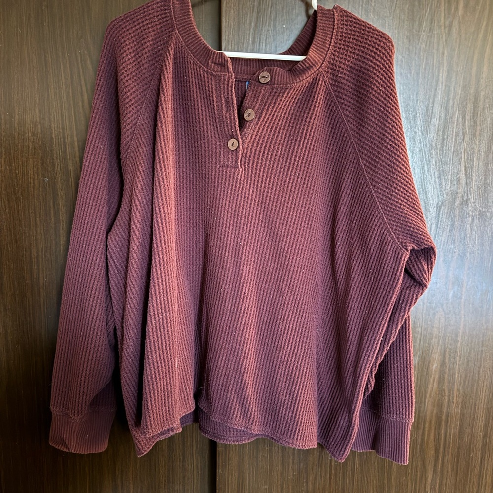 Old Navy Women's Henley Sweater in Deep Burgundy